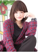 丸みのある長めボブ内巻きストレート似合わせカットふわ軽ロブ