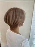 フェザーバング/カーキグレージュ/マッシュショートボブ[千葉駅]