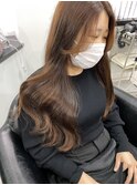 ♪オレンジブラウン_レイヤーカット_韓国_ブリーチなしカラー