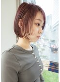 ダブルラインボブ×ワインレッド