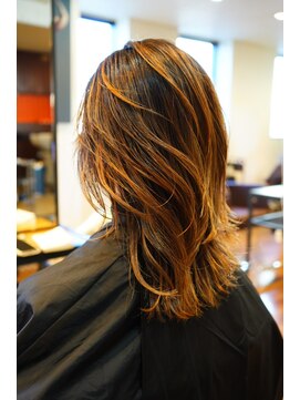 ノラキチジョウジ(NORA KICHIJOJI) バレイヤージュ外国人風ハイライトカラーハイレイヤーカット