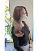 韓国風レイヤー仕上げ、ミルクティーカラー