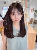ぱっつん前髪x似合わせカットxフェミニンロングx斜めバングx前髪