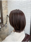 ショートボブ/ニュアンスカラー/センターパート/ブルージュ