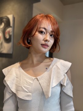 ブルックス レイヤーボブ　ブリーチなしダブルカラー　オレンジベージュ