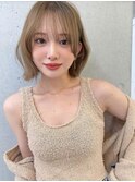 イメチェン/クールショート/脱白髪染め/前髪/シャンパンベージュ