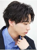 センターパートニュアンスパーマフェザーパーマ波巻きパーマ