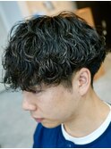 波巻きパーマメンズパーマメンズヘアツーブロックツイストパーマ