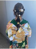 成人式/着付け/ヘアセット/振袖/編みおろしローポニー
