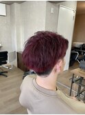 暖色系カラー　レッド　ケアブリーチ　メンズ　宇都宮