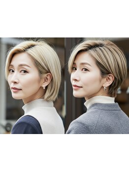 ハイライトとのブレンドで脱白髪染め[表参道駅/脱白髪染め/ハイライト/白髪ぼかし/髪質改善]