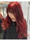 ワインレッド学割U24ケアブリーチ渋谷10代20代暖色カラー赤髪