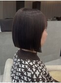 首元スッキリボブ×ココアブラウン