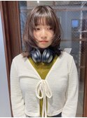 【中澤彩乃】ウルフレイヤーフルバングラベンダーベージュ前髪