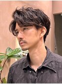 アップバング　ミディアム　ニュアンスパーマ