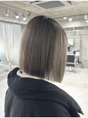 切りっぱなしボブ/プラチナグレージュ/くすみベージュ/表参道