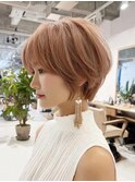 前髪小顔ハイトーンカラー大人ショートボブヘア20代30代40代