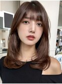 【MINX齊藤】ミディアムレイヤー 暗髪カラー カカオブラウン