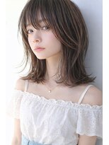 ムーン 仙台一番町店(OON)&nbsp;韓国レイヤー/くびれミディアム/透明感カラー/ダークグレージュ