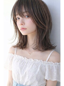 ムーン 仙台一番町店(OON) 韓国レイヤー/くびれミディアム/透明感カラー/ダークグレージュ