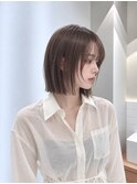 地毛風縮毛矯正韓国風顔まわりレイヤー小顔ボブ切りっぱなしボブ