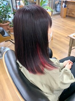 ロータスサロン(LOTUS SALON)の写真/【当店人気◇インナーカラー/塩基性カラー剤を使用】ポイントカラーや全体染めも傷みにくくダメージを軽減!