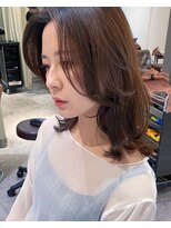 アンス 大阪梅田(ANs.)&nbsp;大人可愛い切りっぱなしひし形レイヤーカットモカベージュ