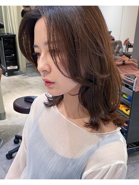 アンス 大阪梅田(ANs.) 大人可愛い切りっぱなしひし形レイヤーカットモカベージュ