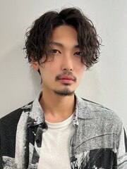 波巻きパーマ大人メンズパーマ黒髪社会人ヘア仙台