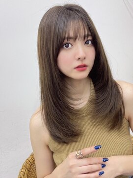 ポーチバイハニー オモテサンドウ(PORCH by HONEY omotesando) 内巻き小顔レイヤー×ヘーゼルオリーブ