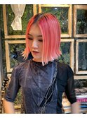 【チクロ】10代20代外ハネピンクボブ