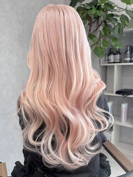 ロウル 渋谷(LOWRL) ホワイトサーモンピンク/ブリーチ/エクステ