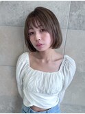 ボブルフ ワンレン 小顔 ネビージュ