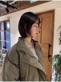 くびレイヤーグレーベージュデジタルパーマショートボブ