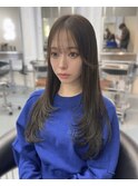 【韓国風】20代、30代◎薄めベビーバングミドルレイヤー