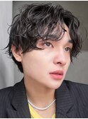 ブルーブラックフェザーパーマサーフカール_F20410