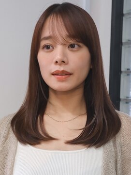 ガーデン 銀座(GARDEN) 小顔ストレートレイヤー/シースルーバング/暗めカラー・ベージュ