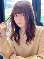 アトラスサロン 札幌大通り(Atras.salon)&nbsp;札幌/髪質改善/アプリコットオレンジ×ふんわりウェーブミディ