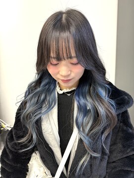 冬に映える青カラー透明感ブリーチダブルカラー髪質改善10代20代