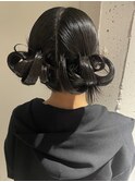 タイトアレンジ艶アレンジリボンアレンジお団子アレンジ