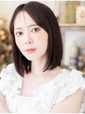 シースルーバング/ダークアッシュ/ストレートボブ/透明感/30代g
