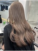 渋谷ブリーチなしダブルカラーヘーゼルベージュカラー透明感韓国