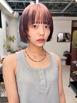 テトヘアー(teto hair)&nbsp;ピンクブラウン ボブ ハイトーンボブ デザインカラー オン眉