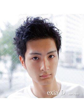 メンズサロン エクシア クセ毛風ショートパーマ×アッシュブラック×30代/40代