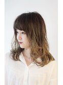 バレイヤージュ/レイヤースタイル/ミディアム