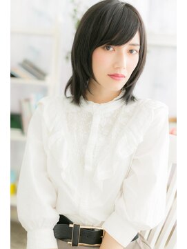 ミック ヘアアンドメイク アップ 駒込店(miq Hair&Make up) 伸ばしかけにも◎斜めバングチャコールグレーウルフボブa1