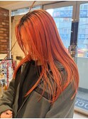 【macana指名】レイヤーロング　オレンジカラー　ブリーチカラー