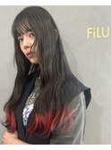 ピンク×ムラサキ×裾カラー