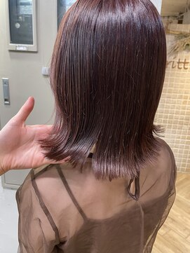 シュリット(schritt) 外ハネボブ ブリーチなしピンク ワインレッド◎渋谷mutsuki