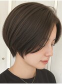 ショート/前下がりショート/暗めカラー/ココアブラウン